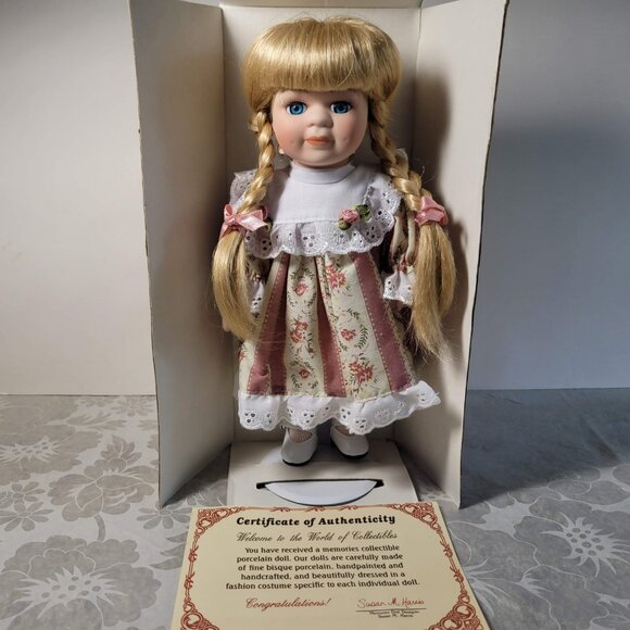 1996 Vintage Collectible Memories Porcelain 11" Doll Cuddle Wit w/Original Box - Picture 2 of 10
